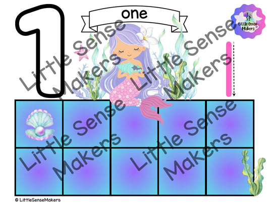 Pearl Mermaid | PlayDough Counting Mats 1-20 | Math Activity | Sensory Activity