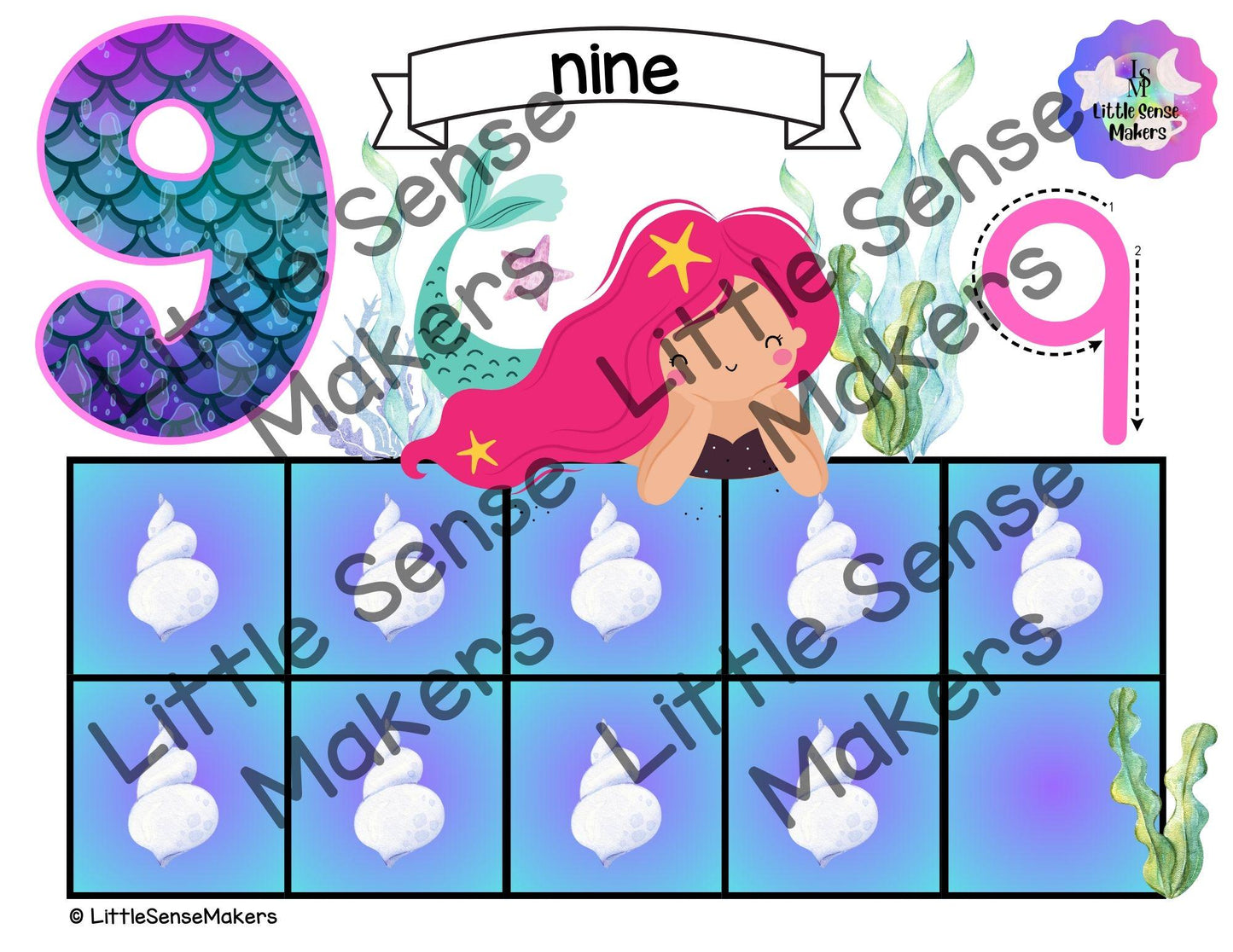 Shell Mermaid | PlayDough Counting Mats 1-20 | Math Activity | Sensory Activity