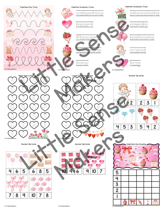 Valentine's Day Activities | Preschool | Early Math | Writing Practice | Centers