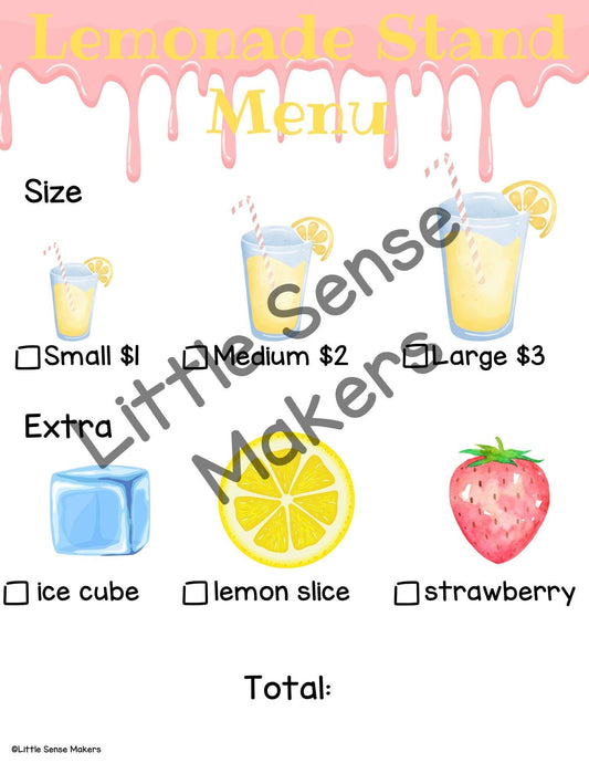 Lemonade Stand Dramatic Play Printables: Lemonade Sensory Kit Pack
