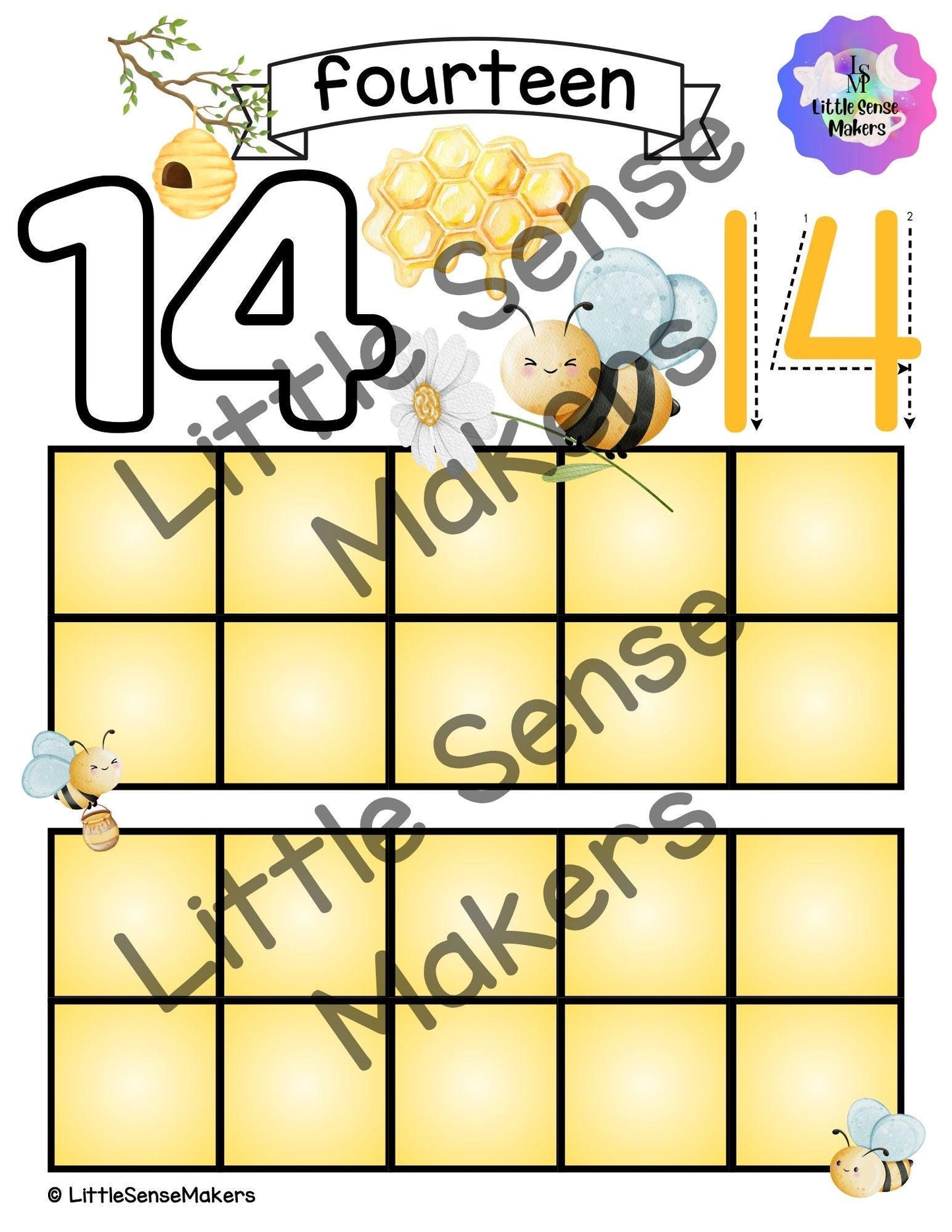 Honey Bee Counting Mats 1-20: Sensory Math Activity