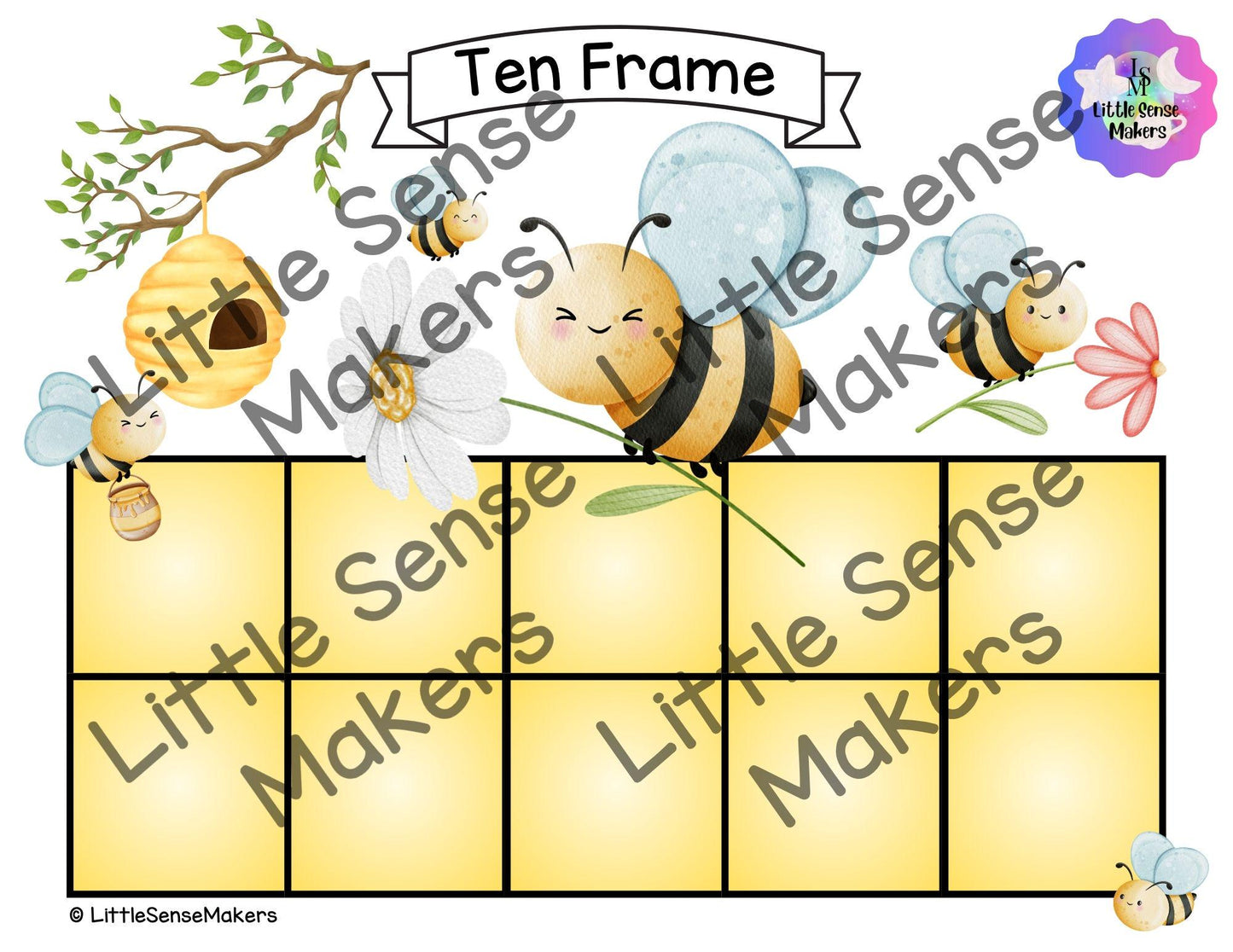 Honey Bee Counting Mats 1-20: Sensory Math Activity