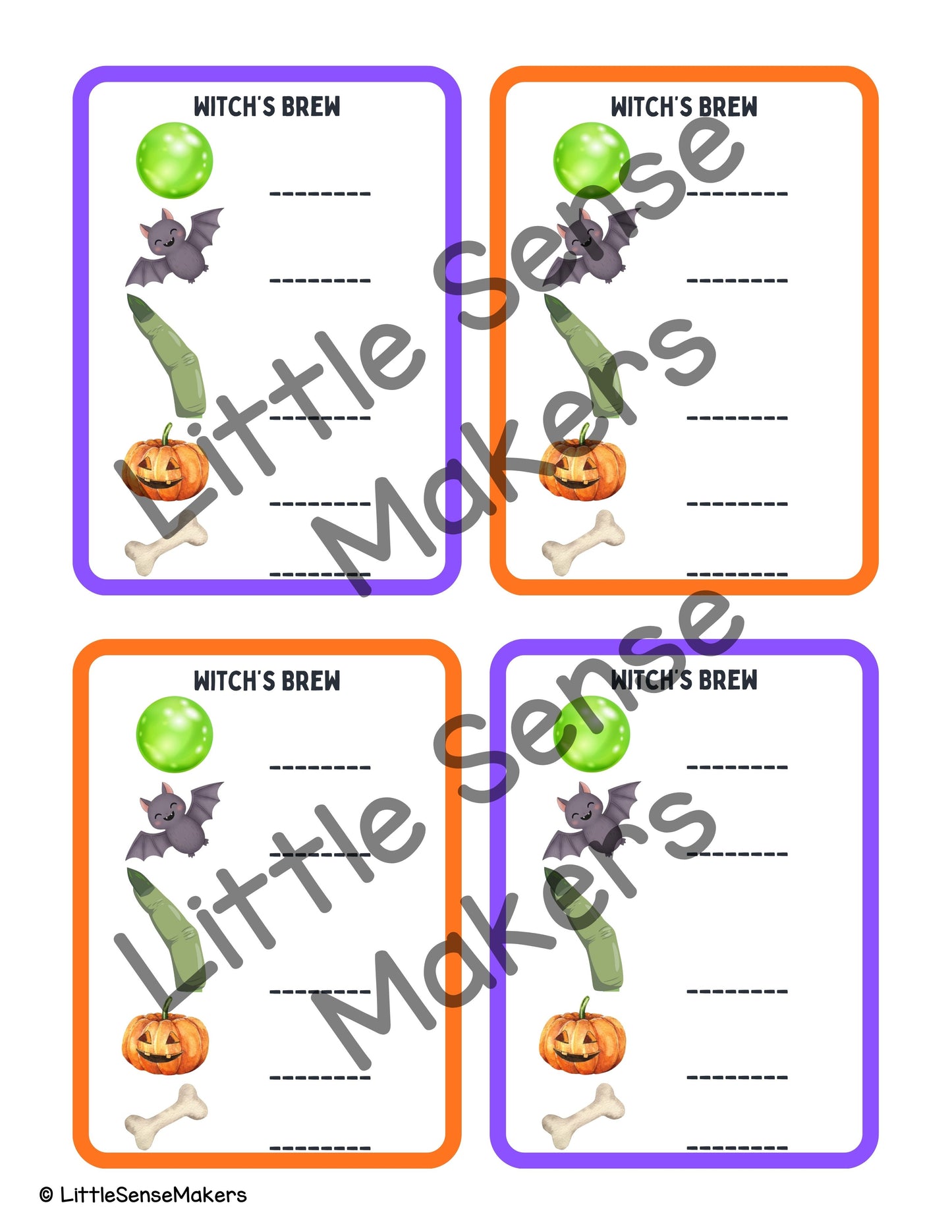 Witch's Brew Kit Math Task Cards for Counting