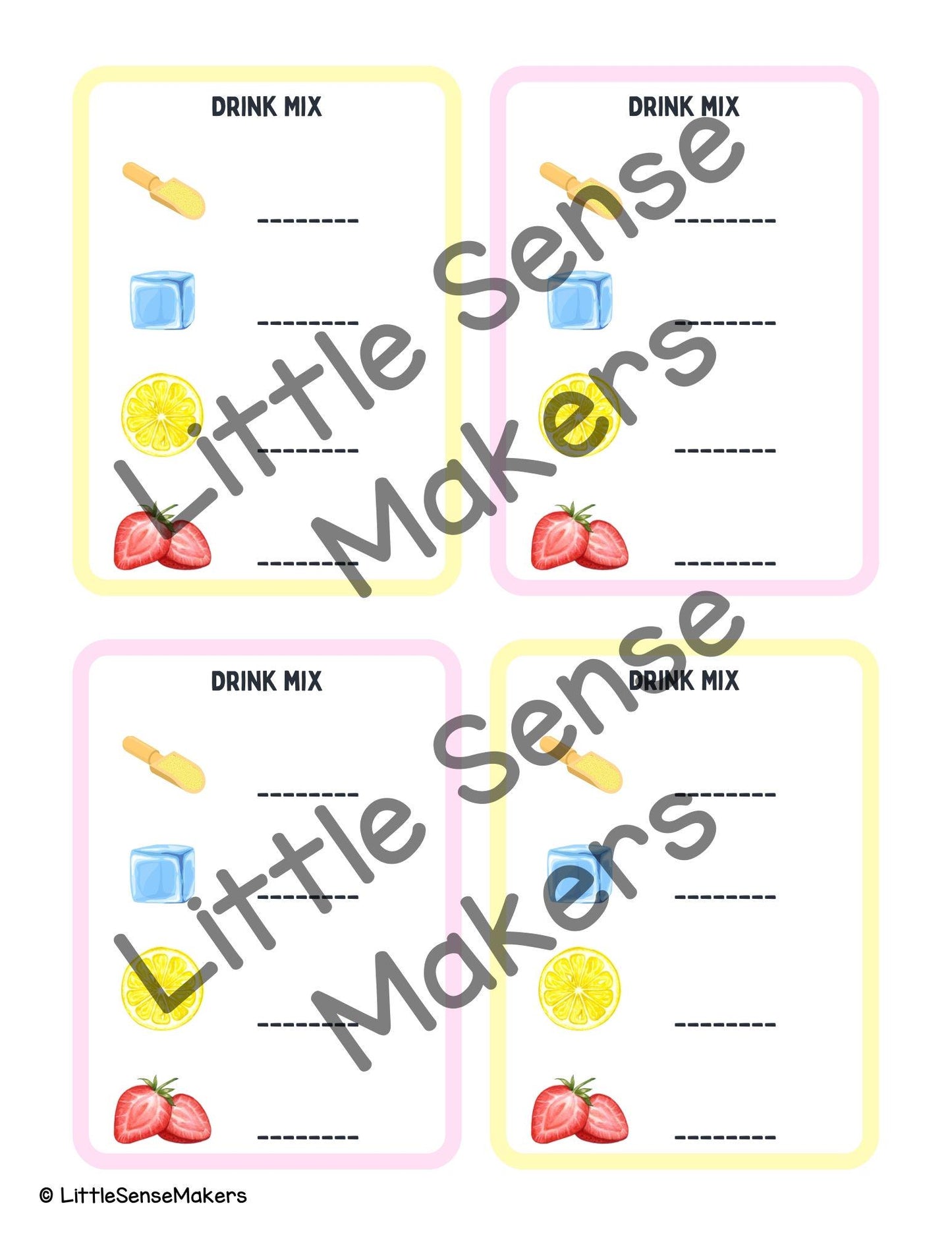 Lemonade Stand Sensory Kit Math Task Cards for Counting
