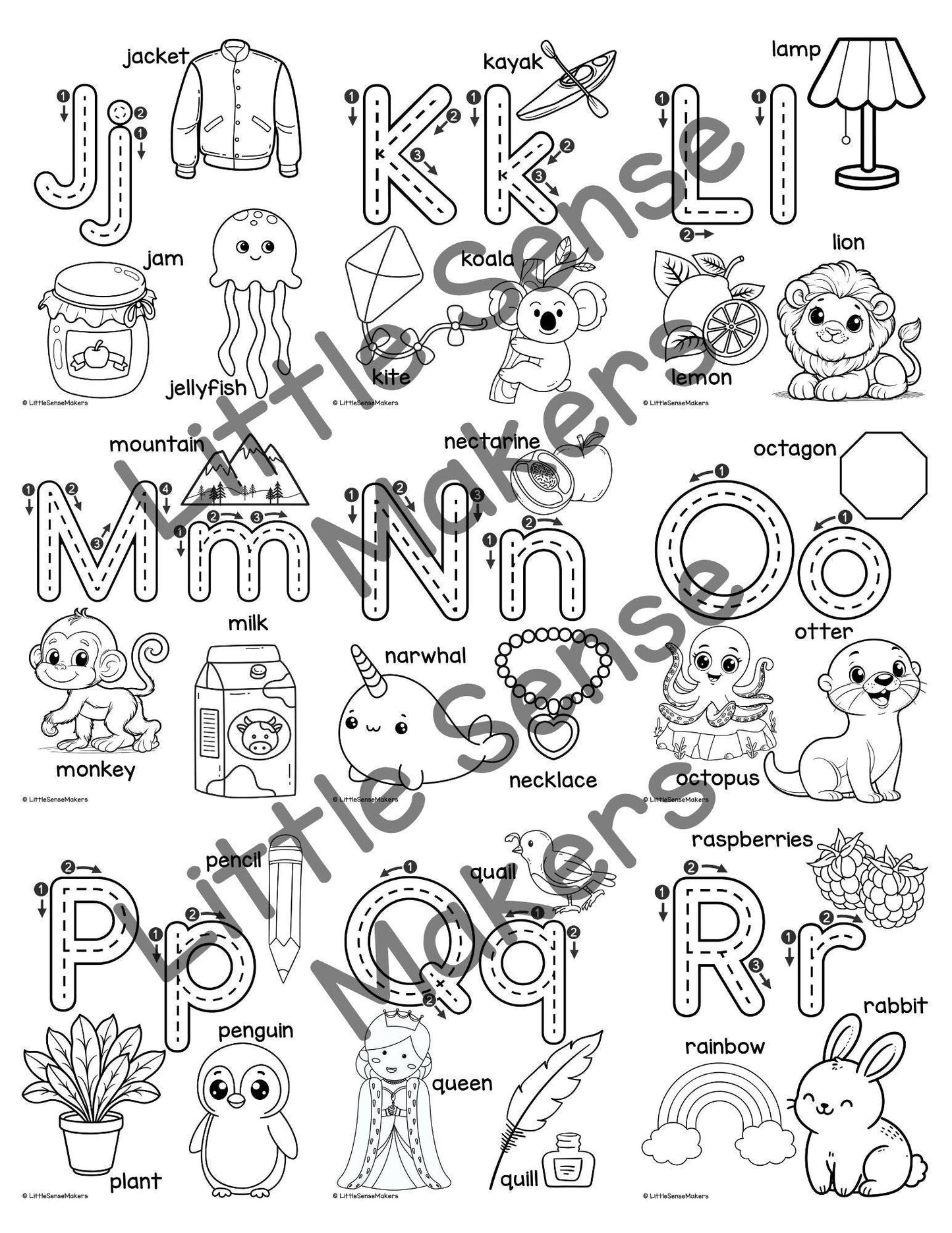 Alphabet Coloring Book: ABC Practice, Baby Shower Activity (PDF Download)