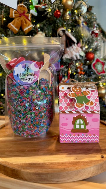 Sugar Plum Christmas Sensory Bin Kit: Hand-Dyed Fillers, Whimsical Pink Christmas Accessories