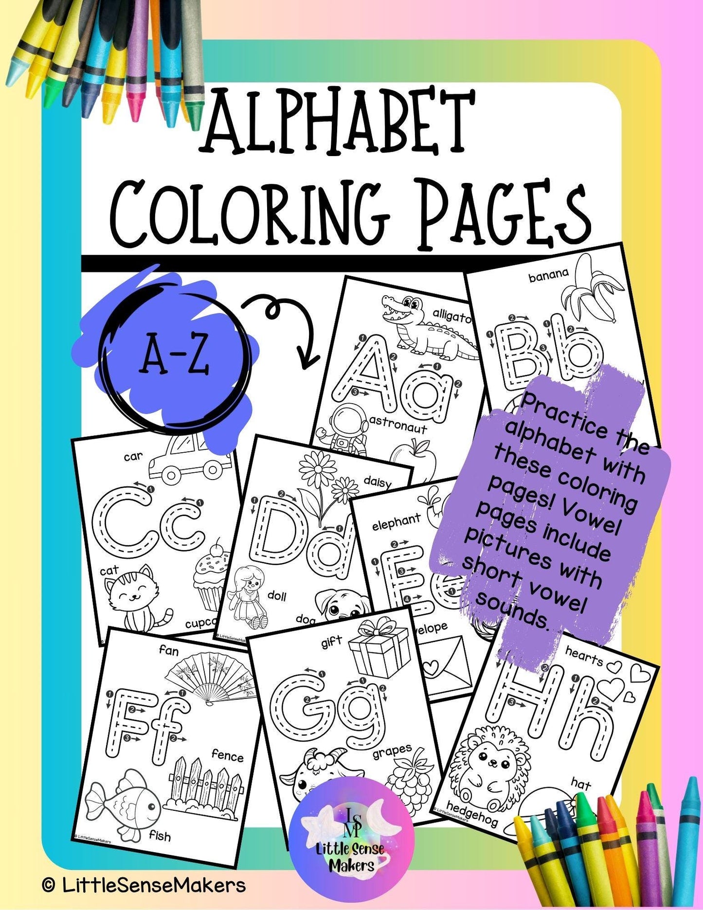 Alphabet Coloring Book: ABC Practice, Baby Shower Activity (PDF Download)