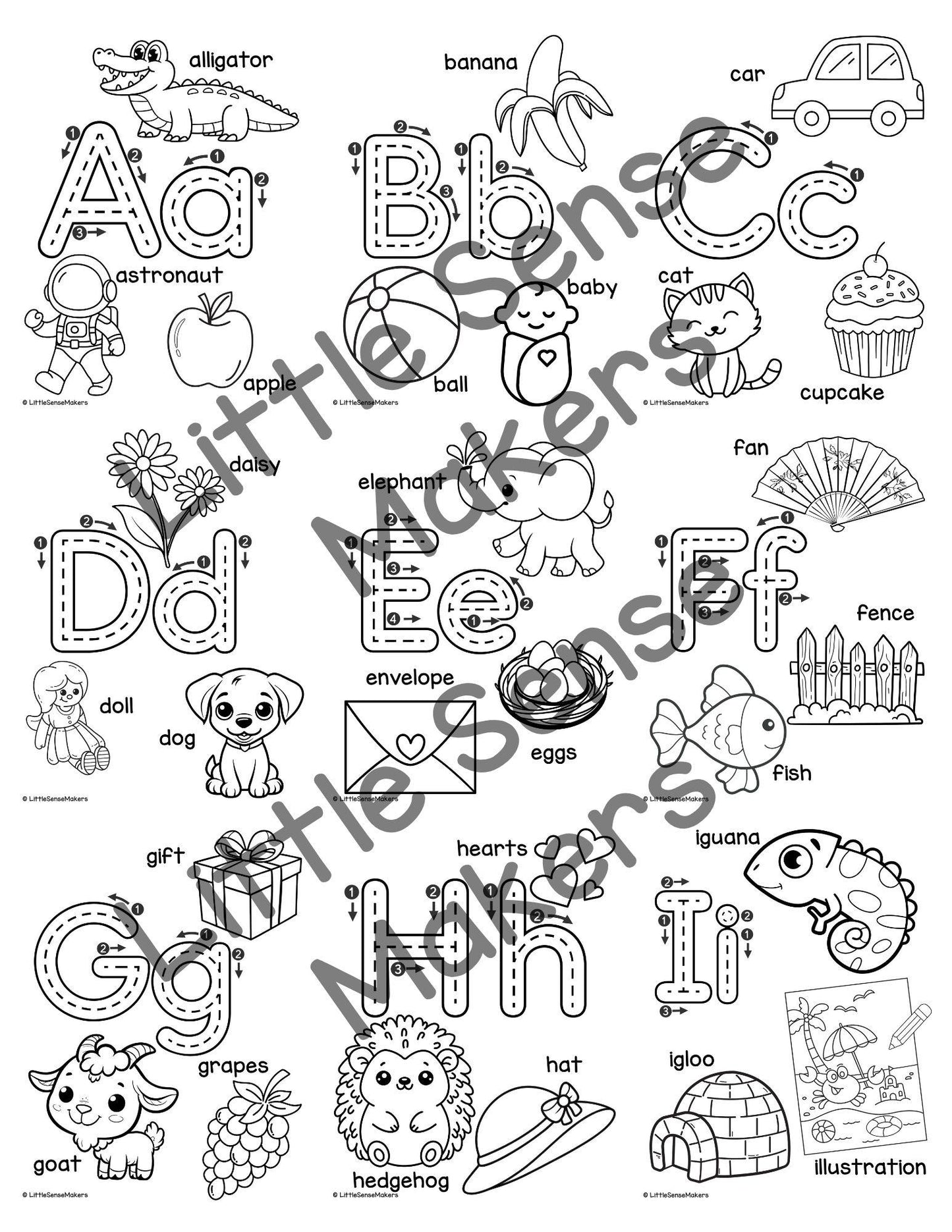 Alphabet Coloring Book: ABC Practice, Baby Shower Activity (PDF Download)