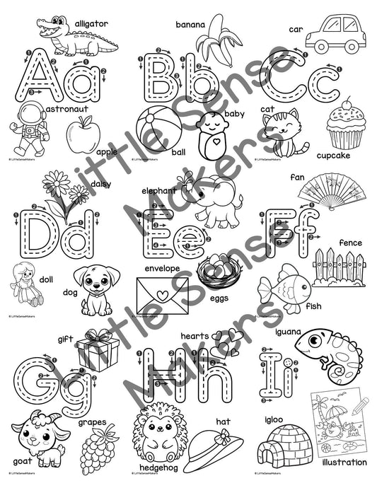 Alphabet Coloring Book: ABC Practice, Baby Shower Activity (PDF Download)
