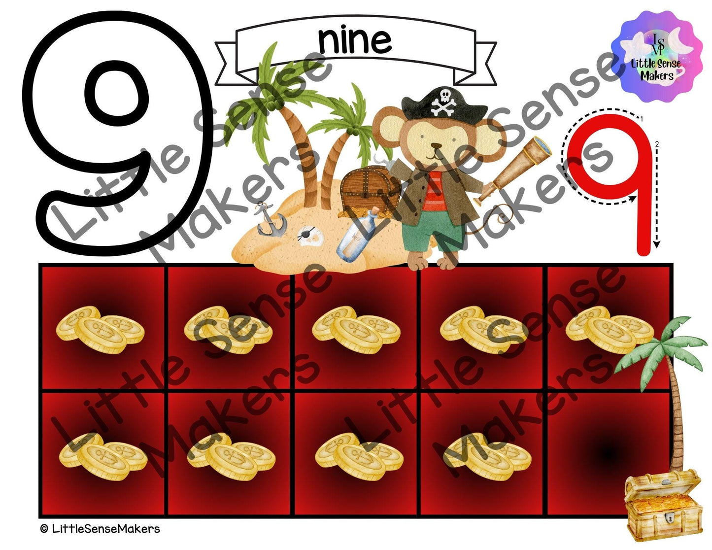 Pirate | PlayDough Counting Mats 1-20 | Math Activity | Sensory Activity