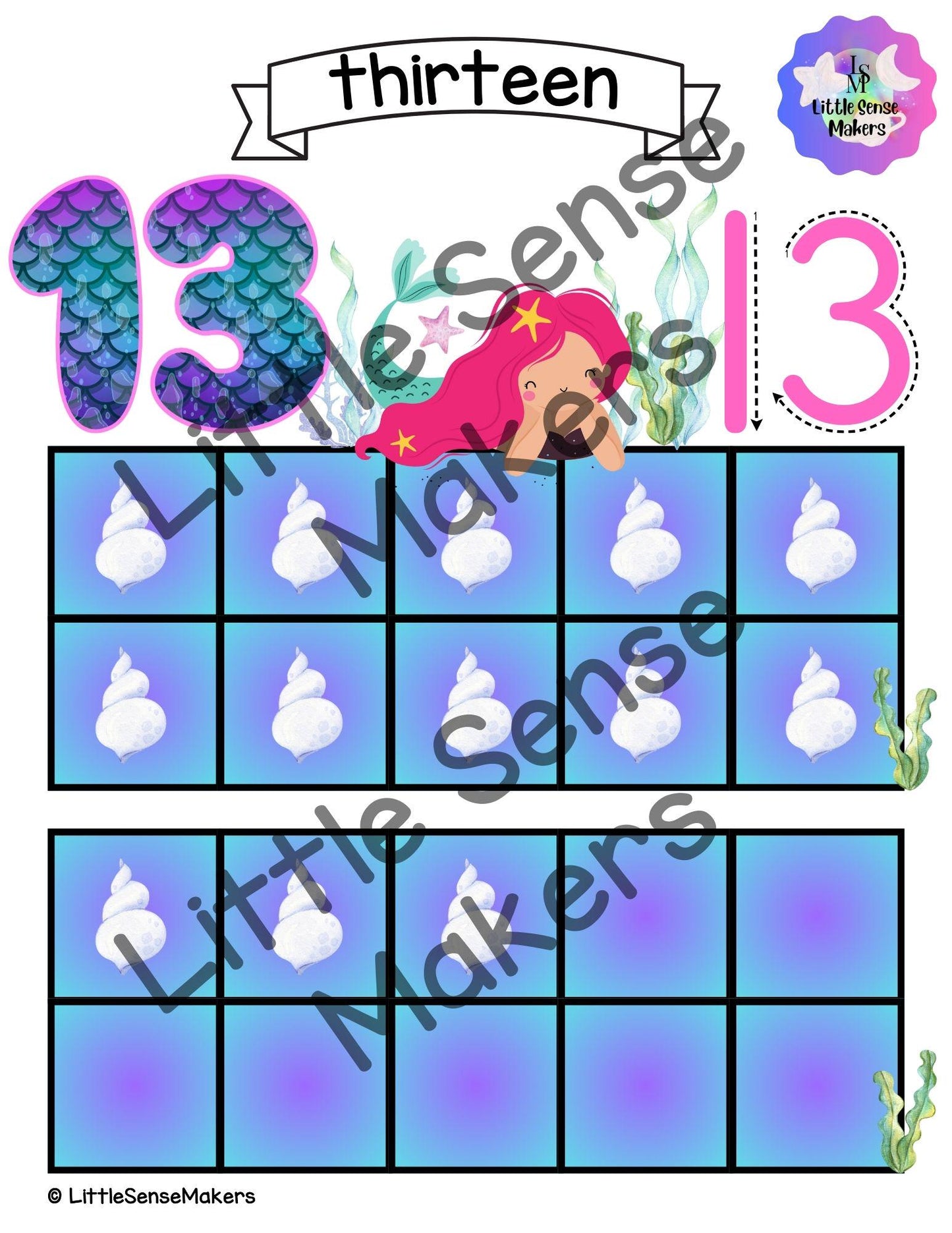Shell Mermaid | PlayDough Counting Mats 1-20 | Math Activity | Sensory Activity