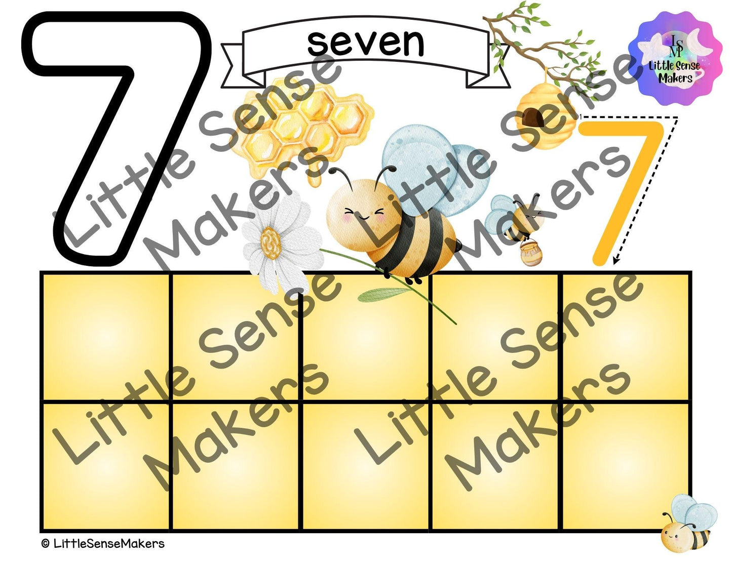 Honey Bee Counting Mats 1-20: Sensory Math Activity
