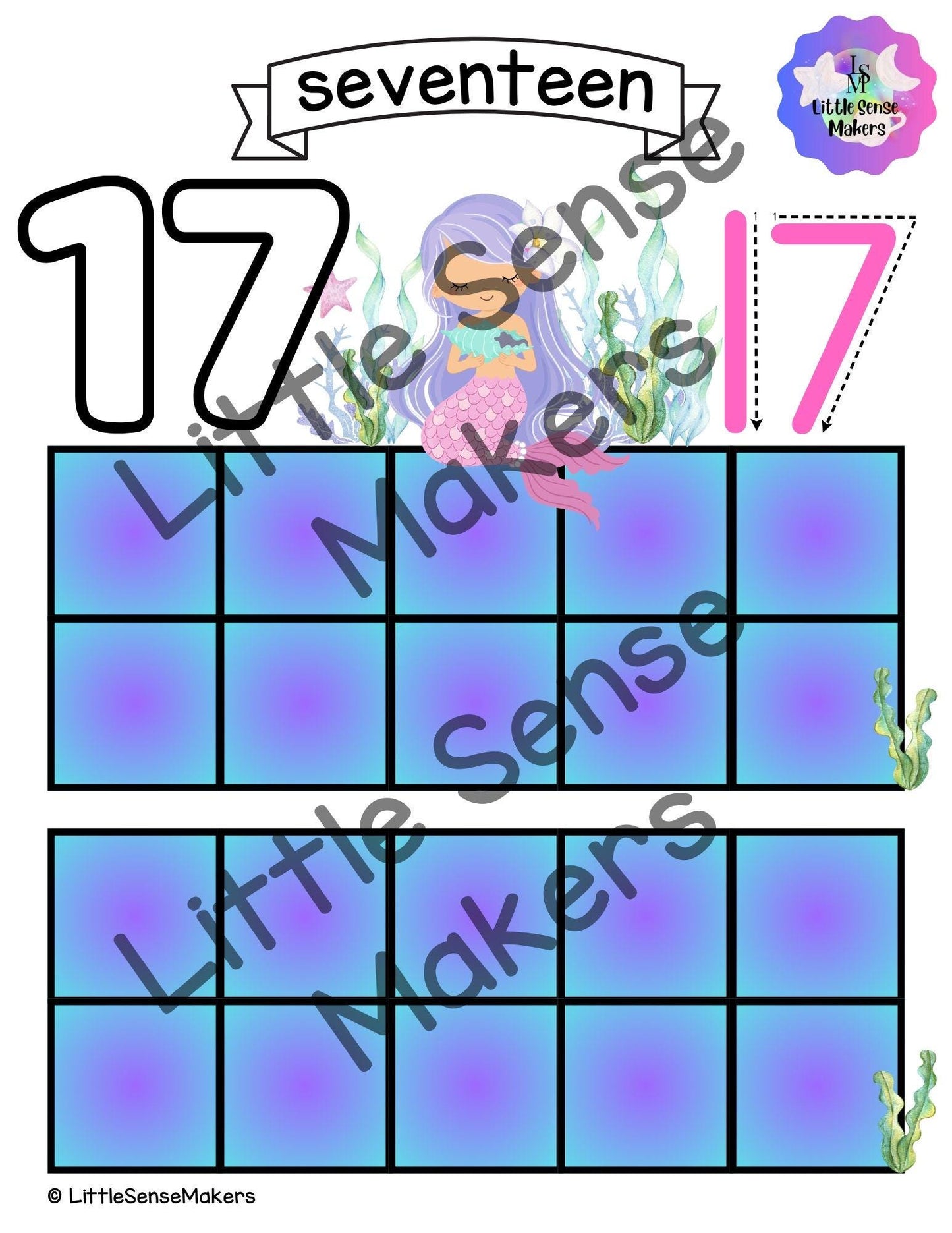 Pearl Mermaid | PlayDough Counting Mats 1-20 | Math Activity | Sensory Activity