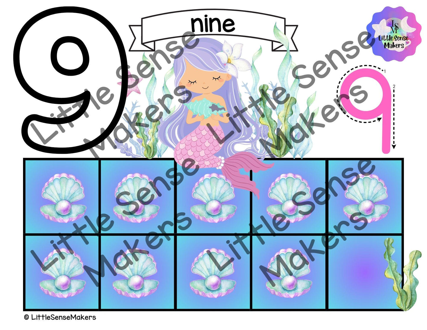 Pearl Mermaid | PlayDough Counting Mats 1-20 | Math Activity | Sensory Activity