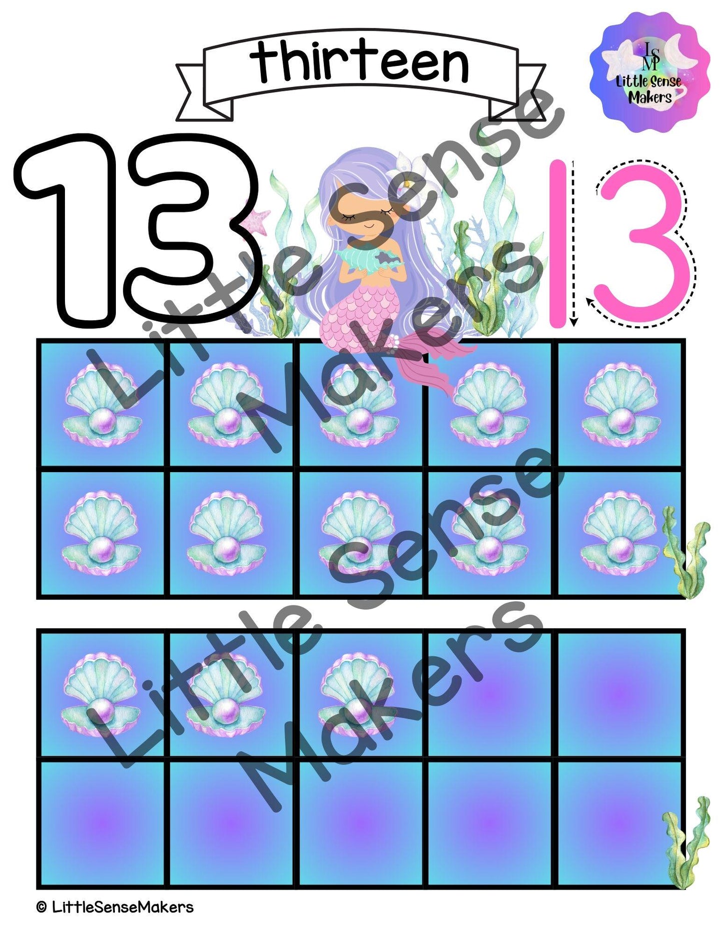 Pearl Mermaid | PlayDough Counting Mats 1-20 | Math Activity | Sensory Activity