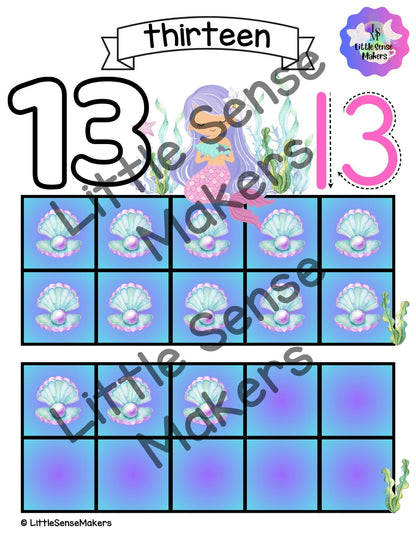 Pearl Mermaid | PlayDough Counting Mats 1-20 | Math Activity | Sensory Activity