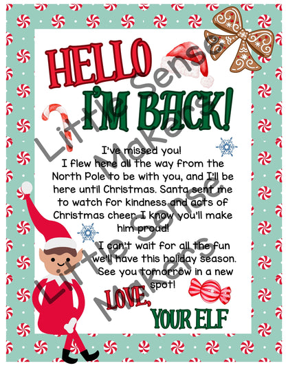 Elf on the Shelf Letters | Hello from your Elf | Goodbye from your Elf