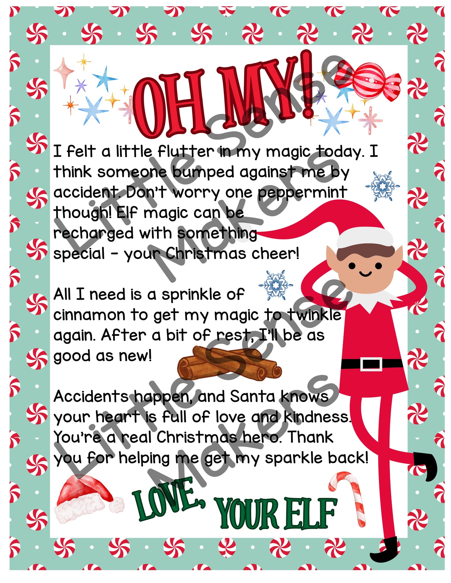 Elf on the Shelf Magic-Recovery Letters  | Elf Cinnamon Remedy | Elf Candy Cane Remedy | Elf Remedies