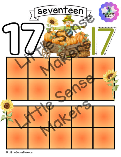 Pumpkin Patch | PlayDough Counting Mats 1-20 | Math Activity | Sensory Activity