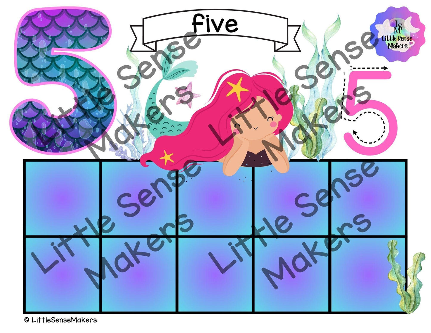 Shell Mermaid | PlayDough Counting Mats 1-20 | Math Activity | Sensory Activity