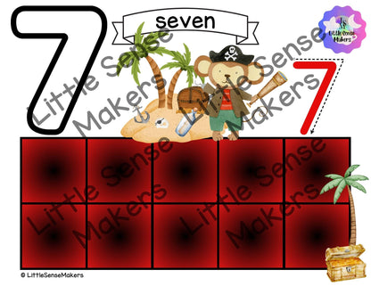Pirate | PlayDough Counting Mats 1-20 | Math Activity | Sensory Activity