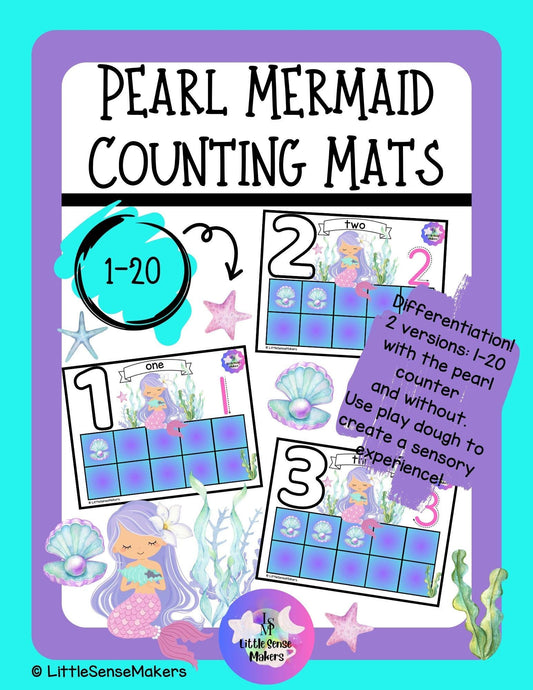 Pearl Mermaid | PlayDough Counting Mats 1-20 | Math Activity | Sensory Activity