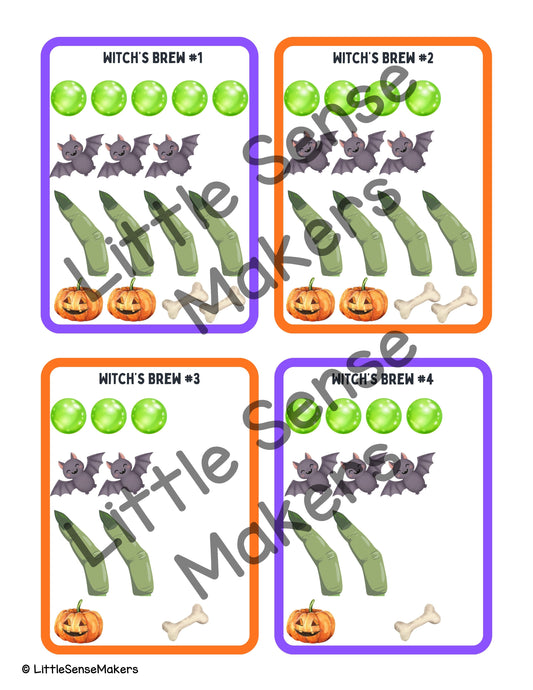 Witch's Brew Kit Math Task Cards for Counting