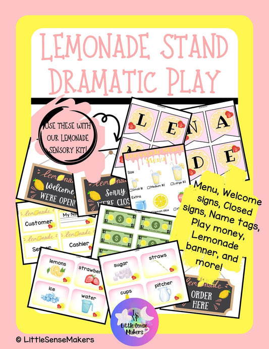 Lemonade Stand Dramatic Play Printables: Lemonade Sensory Kit Pack