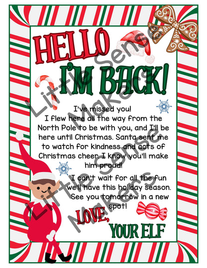 Elf on the Shelf Letters | Hello from your Elf | Goodbye from your Elf