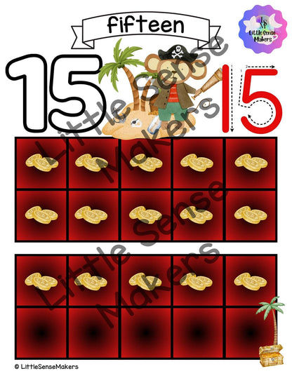 Pirate | PlayDough Counting Mats 1-20 | Math Activity | Sensory Activity
