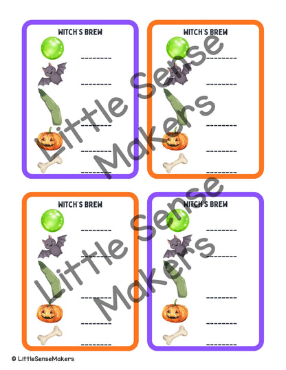 Witch's Brew Kit Math Task Cards for Counting