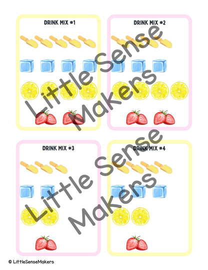Lemonade Stand Sensory Kit Math Task Cards for Counting