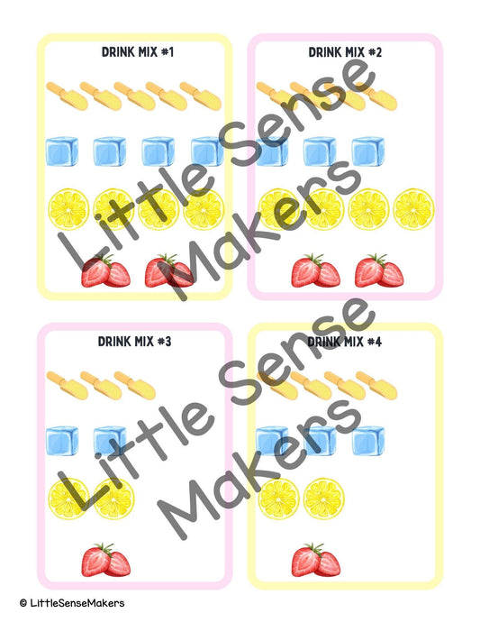 Lemonade Stand Sensory Kit Math Task Cards for Counting