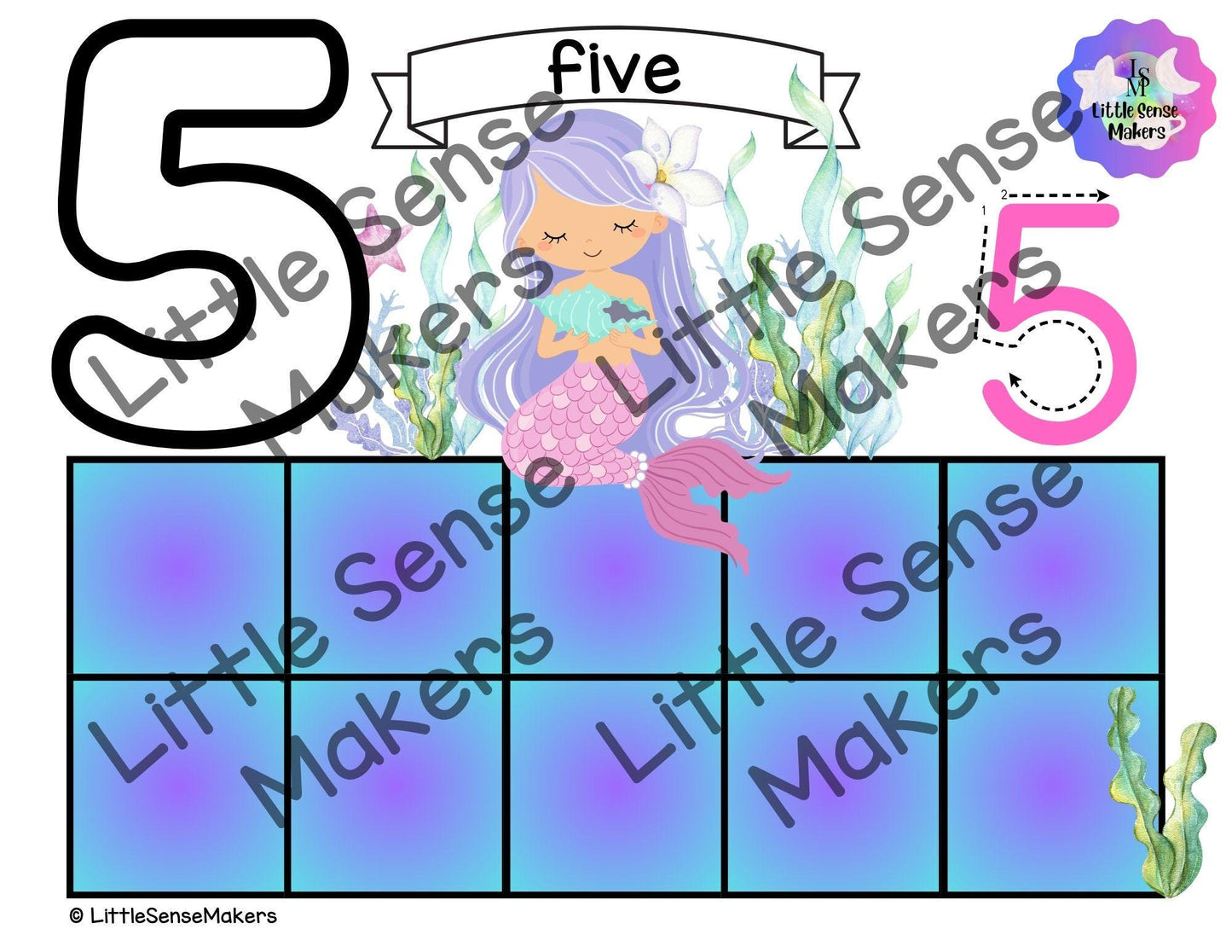 Pearl Mermaid | PlayDough Counting Mats 1-20 | Math Activity | Sensory Activity