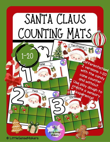 Santa Claus | Christmas | PlayDough Counting Mats 1-20 | Math Activity | Sensory Activity