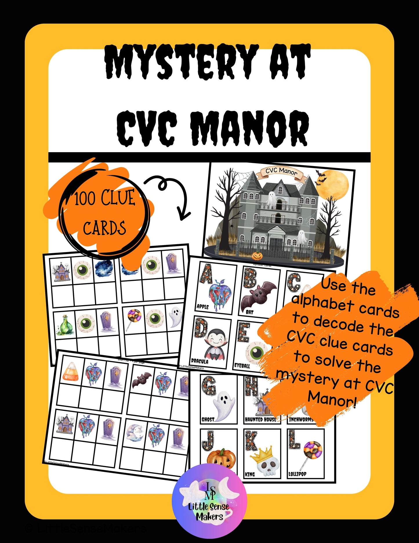 Mystery at CVC Manor | CVC Words | Reading Activity | Short Vowels Practice | Decoding CVC Words | Halloween Literacy Activity | Alphabet Activity