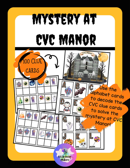 Mystery at CVC Manor | CVC Words | Reading Activity | Short Vowels Practice | Decoding CVC Words | Halloween Literacy Activity | Alphabet Activity
