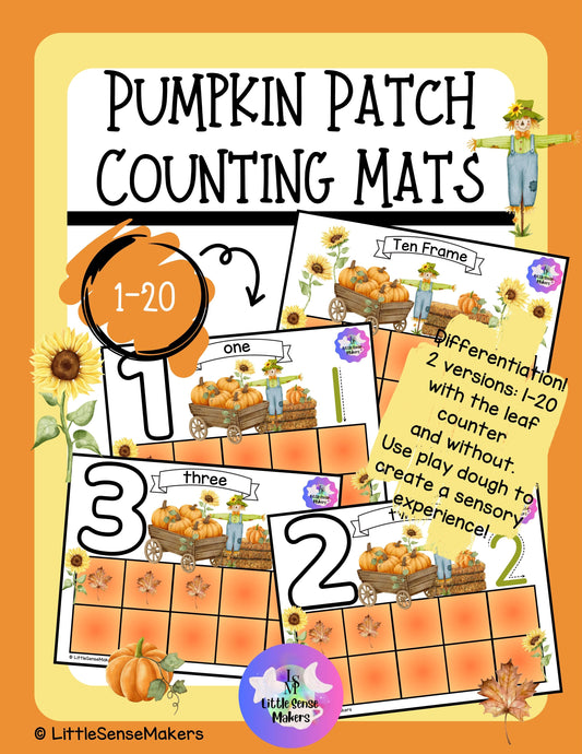 Pumpkin Patch | PlayDough Counting Mats 1-20 | Math Activity | Sensory Activity