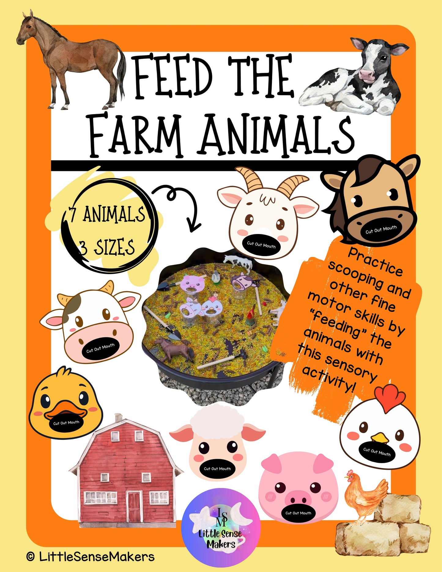 Feed the Farm Animals | Sensory Bin Activity | Fine Motor Skills Activity