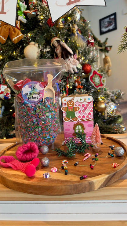 Sugar Plum Christmas Sensory Bin Kit: Hand-Dyed Fillers, Whimsical Pink Christmas Accessories