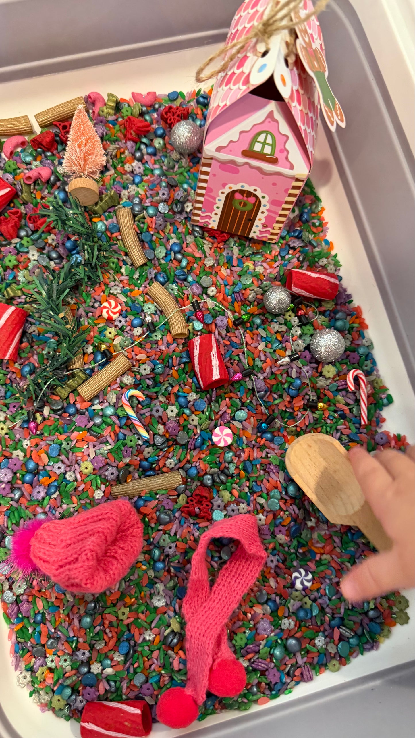 Sugar Plum Christmas Sensory Bin Kit: Hand-Dyed Fillers, Whimsical Pink Christmas Accessories