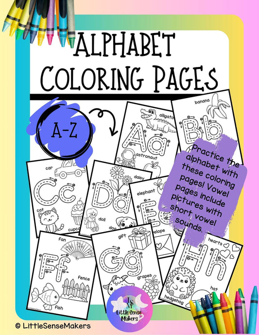 Alphabet Coloring Book: ABC Practice, Baby Shower Activity (PDF Download)