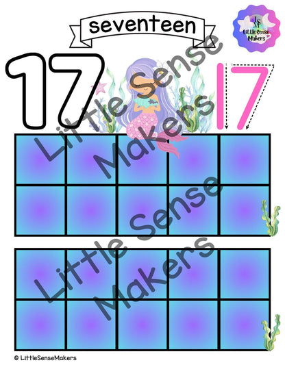 Pearl Mermaid | PlayDough Counting Mats 1-20 | Math Activity | Sensory Activity