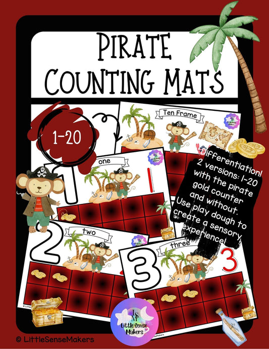 Pirate | PlayDough Counting Mats 1-20 | Math Activity | Sensory Activity