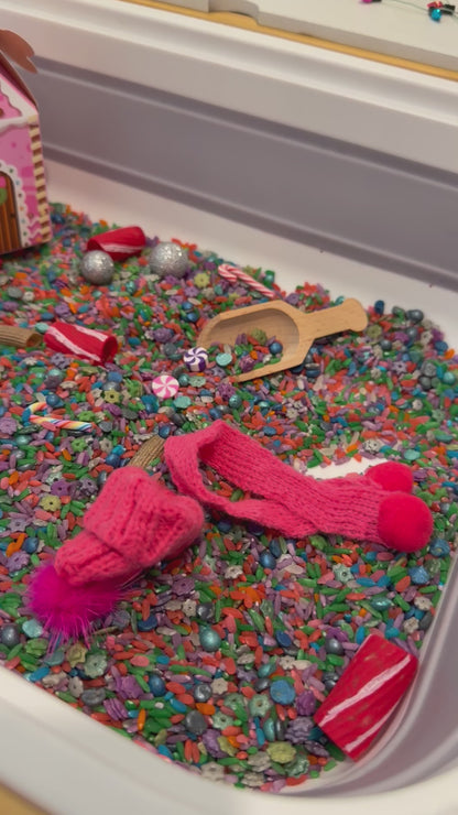 Sugar Plum Christmas Sensory Bin Kit: Hand-Dyed Fillers, Whimsical Pink Christmas Accessories